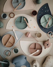 Load image into Gallery viewer, Mushie Silicone Feeding Spoons | Cambridge Blue/Shifting Sand