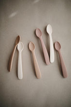 Load image into Gallery viewer, Mushie Silicone Feeding Spoons | Blush/Shifting Sand
