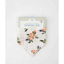Load image into Gallery viewer, Reversible Muslin Bandana Bib - Watercolour Roses