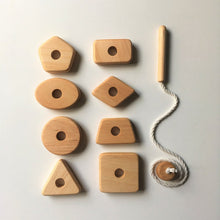Load image into Gallery viewer, Wooden Lacing Toy with Geometry Shapes