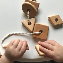 Load image into Gallery viewer, Wooden Lacing Toy with Geometry Shapes