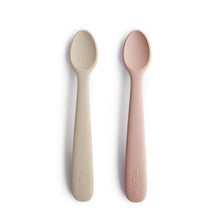 Load image into Gallery viewer, Mushie Silicone Feeding Spoons | Blush/Shifting Sand