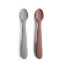 Load image into Gallery viewer, Mushie Silicone Feeding Spoons | Stone/Cloudy Mauve