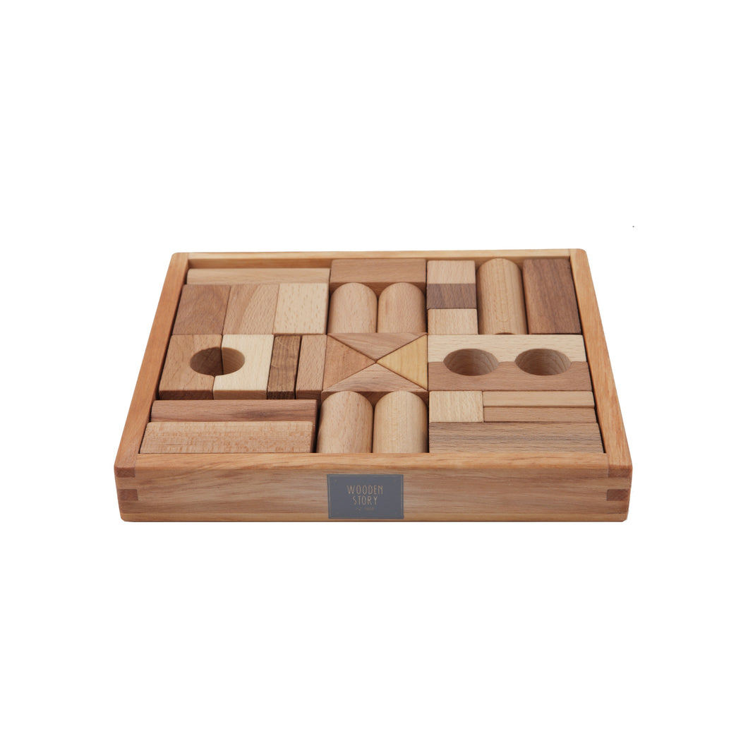 Wooden Story - Natural Blocks in Tray 30pc