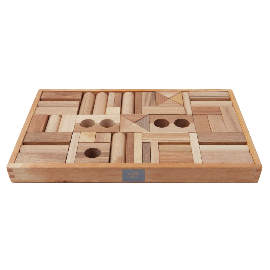 Wooden Story - Natural Blocks in Tray 54pc