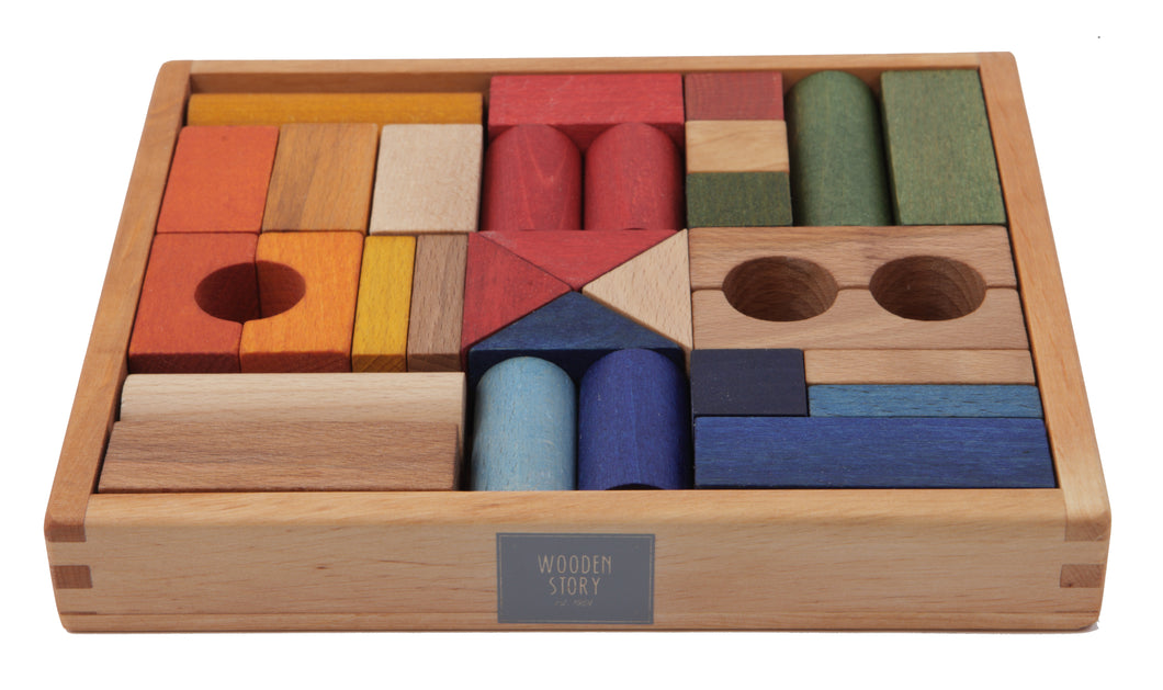 Wooden Story - Rainbow Blocks in Tray 30pc