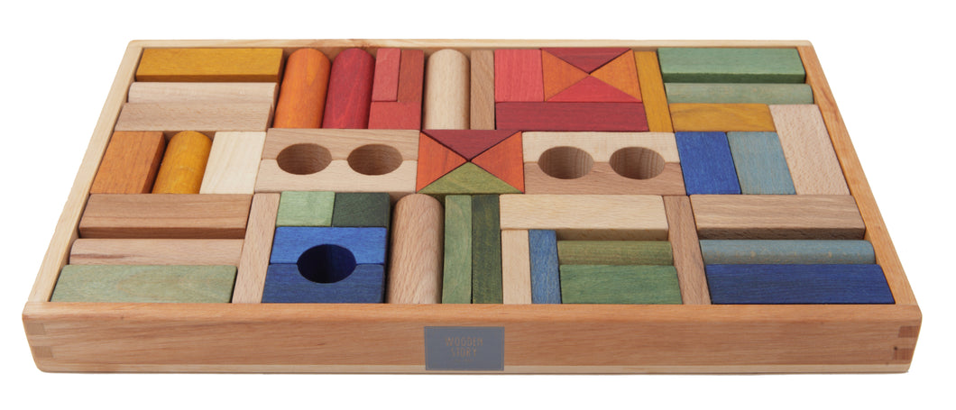 Wooden Story - Rainbow Blocks in Tray 54pc
