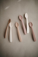 Load image into Gallery viewer, Mushie Silicone Feeding Spoons | Cambridge Blue/Shifting Sand
