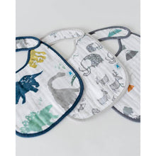 Load image into Gallery viewer, Muslin Classic Bib - Dino Friends (3 pack)
