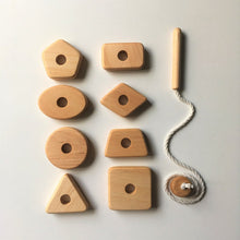 Load image into Gallery viewer, Wooden Lacing Toy with Geometry Shapes
