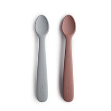 Load image into Gallery viewer, Mushie Silicone Feeding Spoons | Stone/Cloudy Mauve
